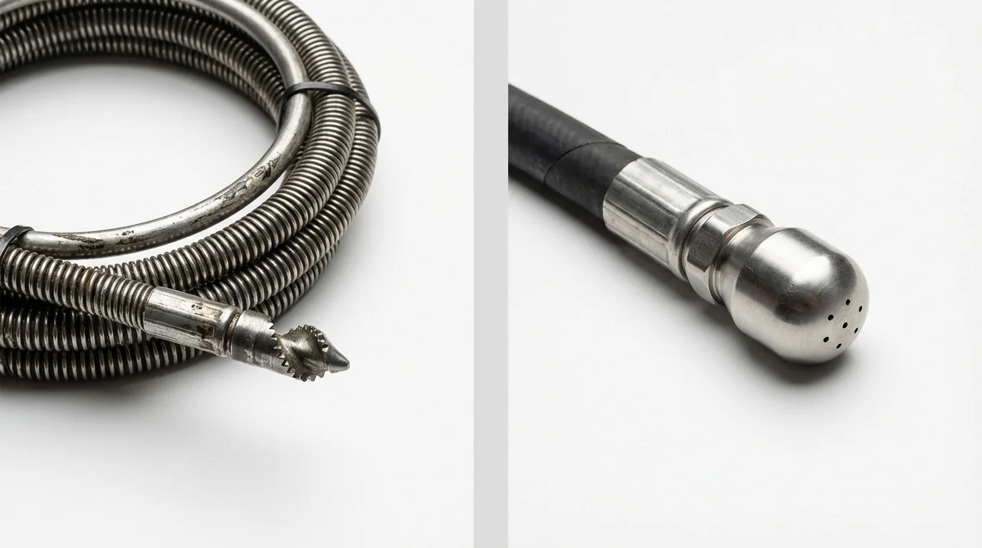 Drain snake cable and hydro jetting nozzle used for drain cleaning in Carrollton, KY